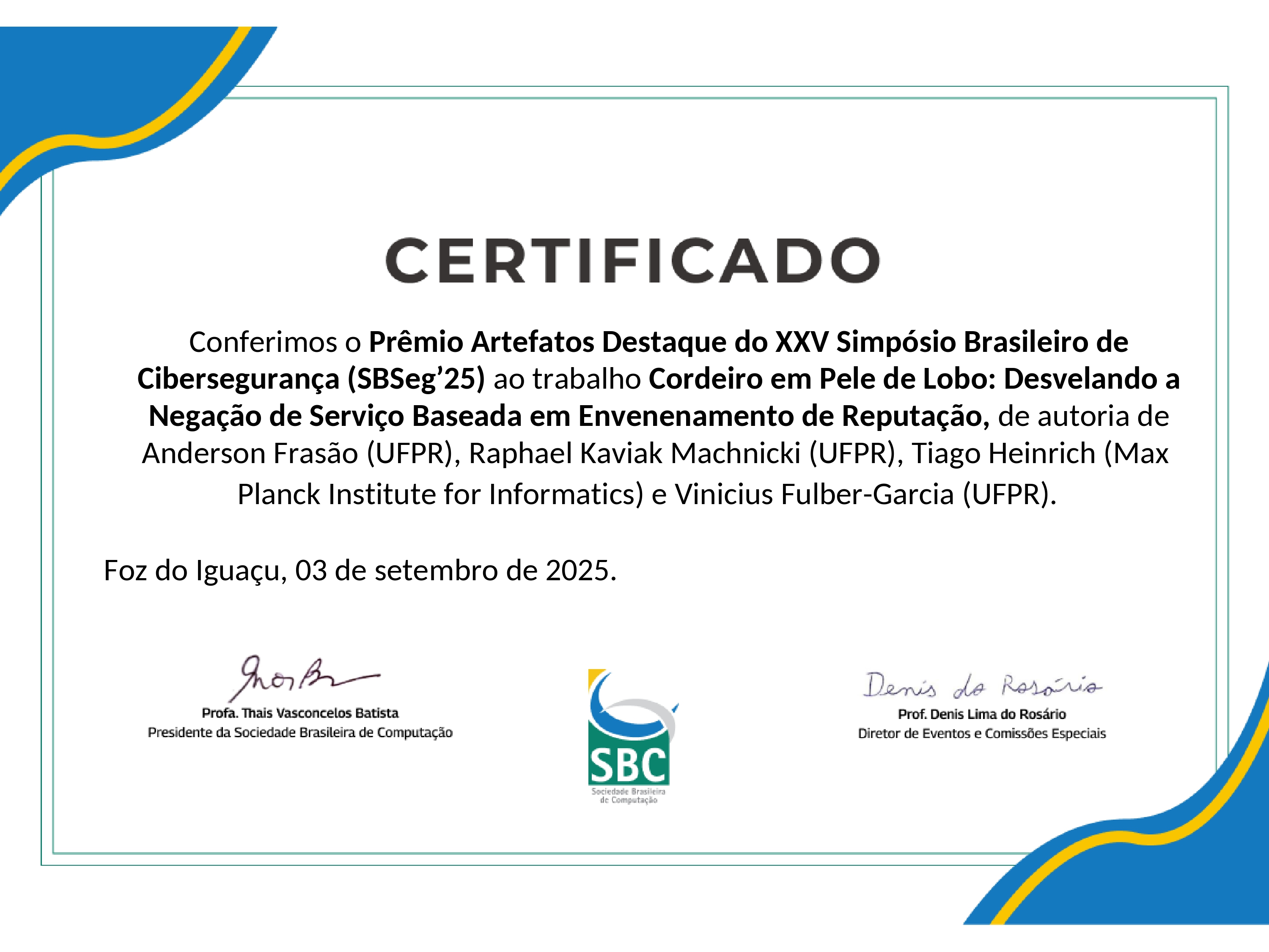 SBSEG 2025 Artifact Award