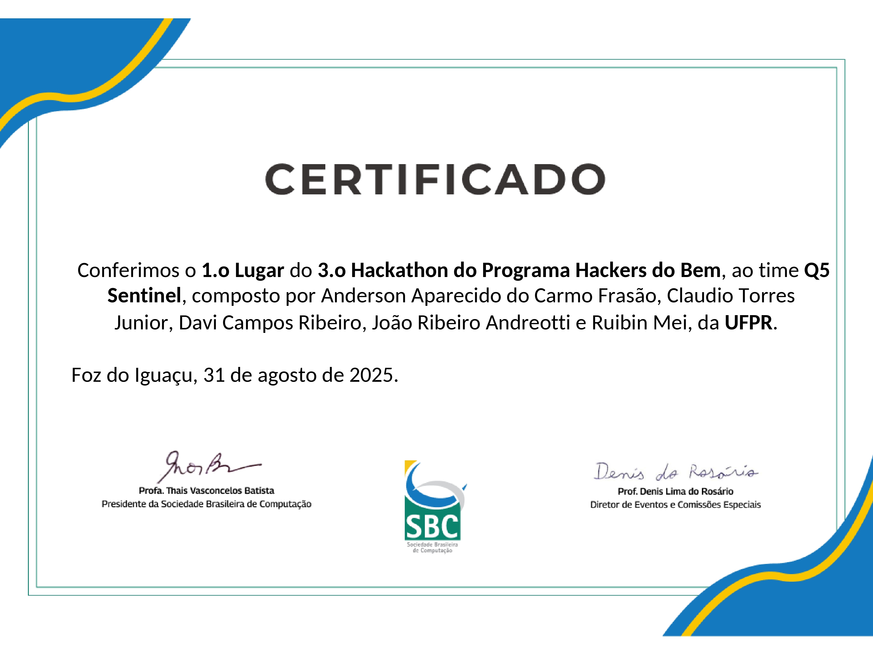 SBSEG 2025 Award Certification
